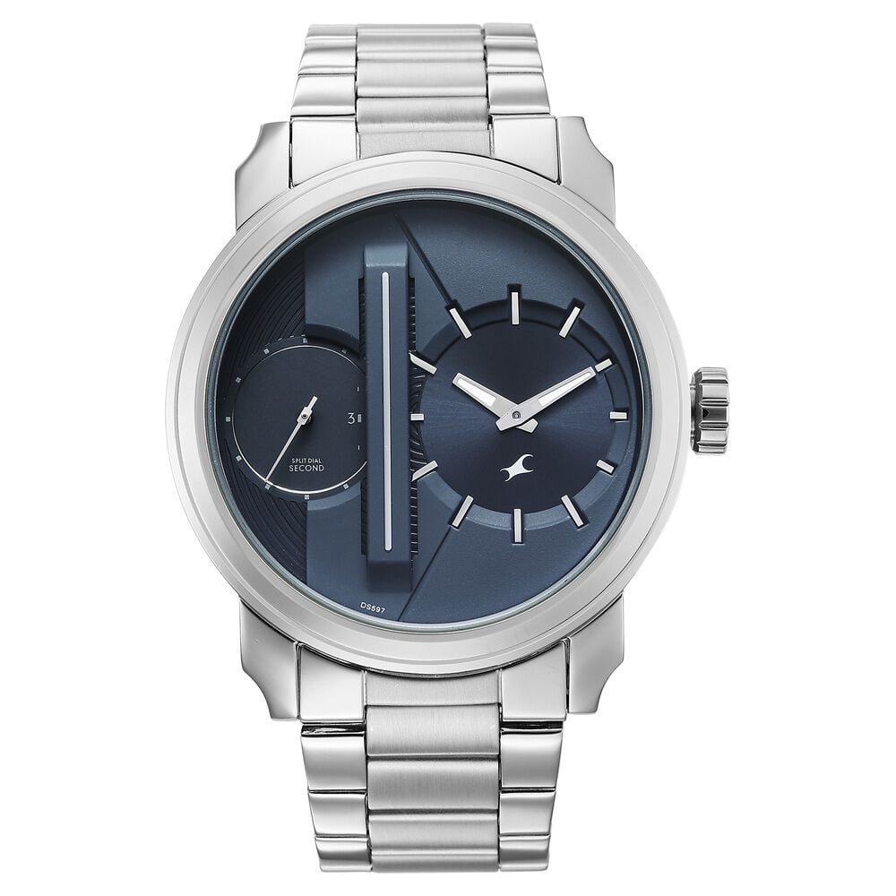 Fastrack Pulse IV Dual Time Analog Watch with Blue Dial & Silver Stainless Steel Strap For Guys-image-44