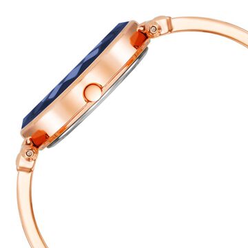 Anne Klein Quartz Analog Blue Dial Rose Gold Metal Strap Oval Shaped Watch For Women