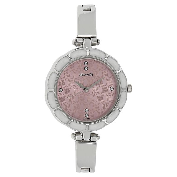 Sonata Quartz Analog Pink Dial Stainless Steel Strap Watch for Women - image number 0