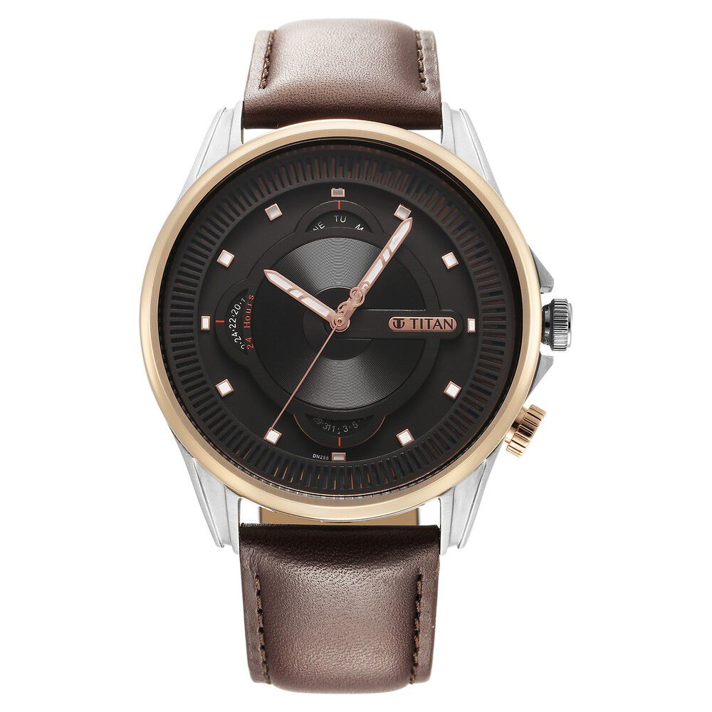 Buy Online Titan Techno Beats Black Dial Analog with Day and Date Steel Strap Watch for Men ns1830kl03 Titan