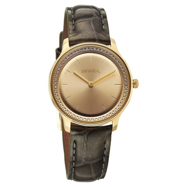 Titan Nebula Lustre 18 KT Gold Quartz Analog 18KT Gold Dial Leather Strap Watch For Women - image number 1