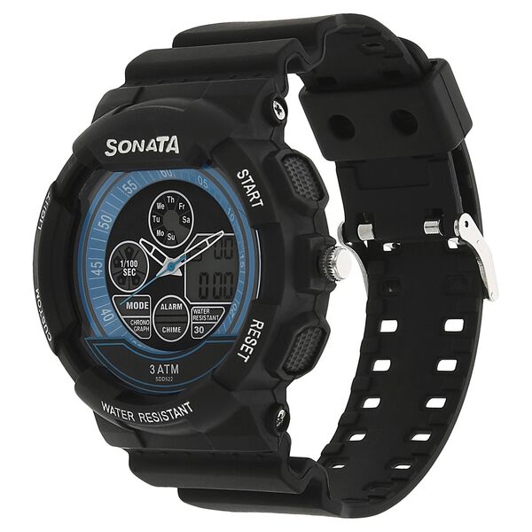 SF Quartz Analog Digital Black Dial Plastic Strap Watch for Men - image number 1