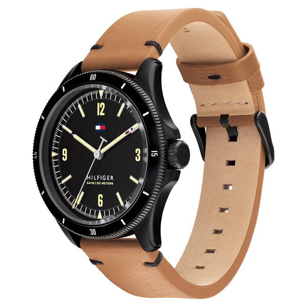 Tommy Hilfiger Quartz Analog Black Dial Leather Strap Watch for Men - image number 1
