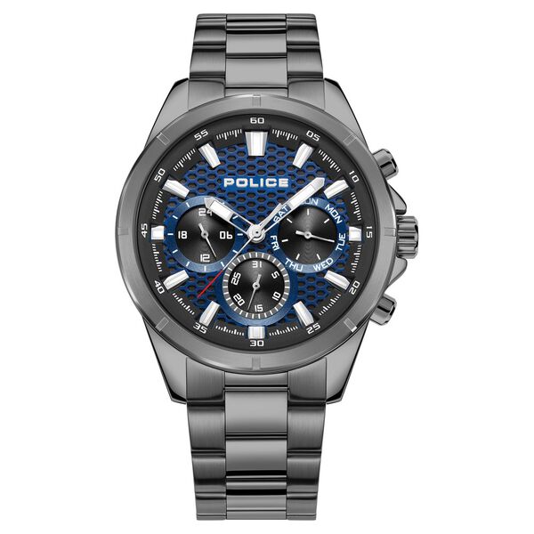 Police Quartz Multifunction Blue Dial Grey Stainless Steel Strap Watch For Men - image number 0