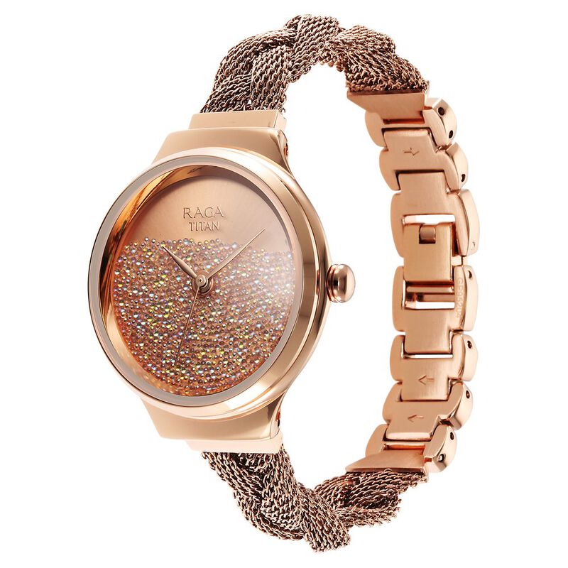 Buy Online Titan Raga Delight Rose Gold Dial Women Watch With Stainless ...
