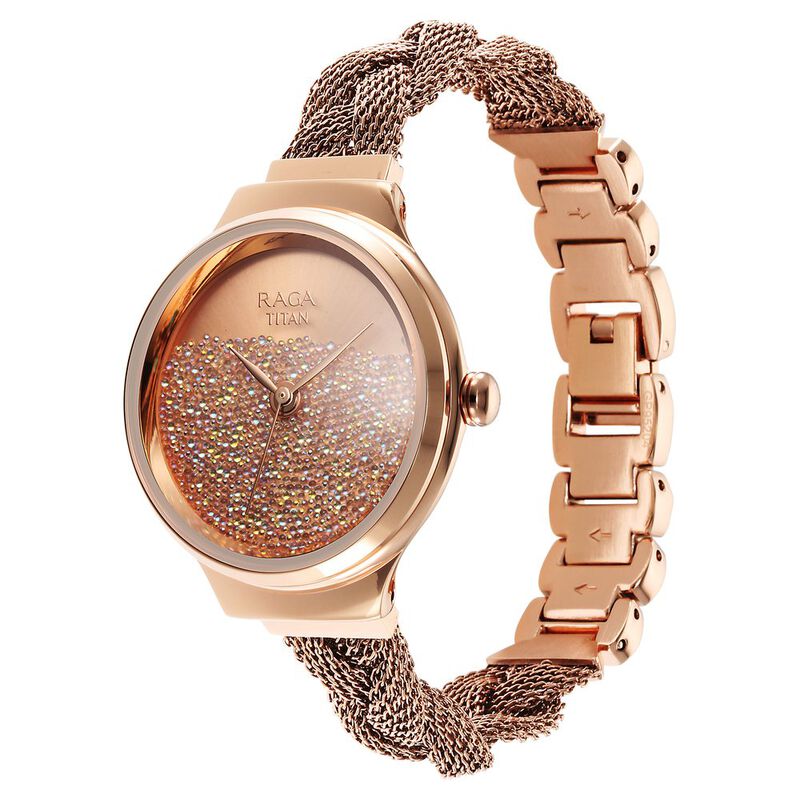 Titan Raga Delight Rose Gold Dial Women Watch With Stainless Steel Strap - image number 4