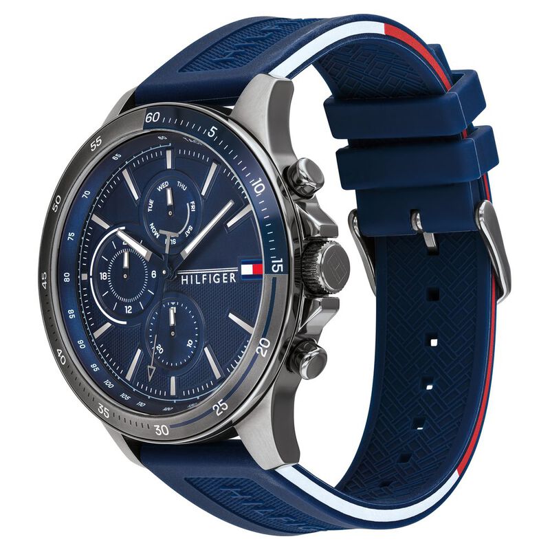 Tommy Hilfiger Quartz Multifunction Blue Dial Silicone Strap Watch for Men - image number 1