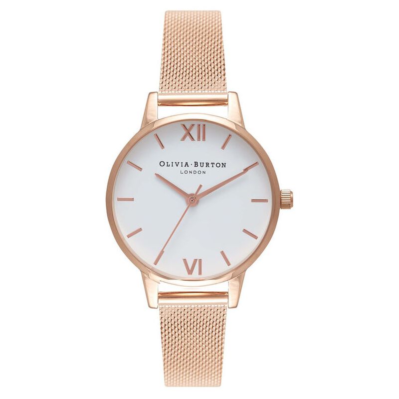 Olivia Burton Quartz Analog White Dial Stainless Steel Strap Watch for Women