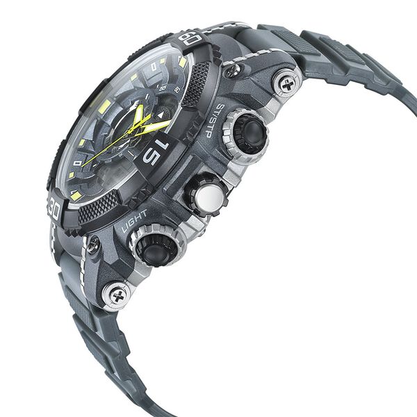 SF Quartz Analog Digital Grey Dial PU Strap Watch for Men - image number 2