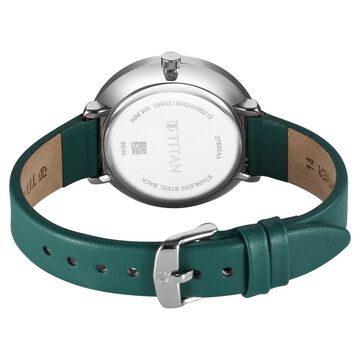 Titan Neo Analog with Day and Date Green Dial Green Color Leather Strap Watch For Women