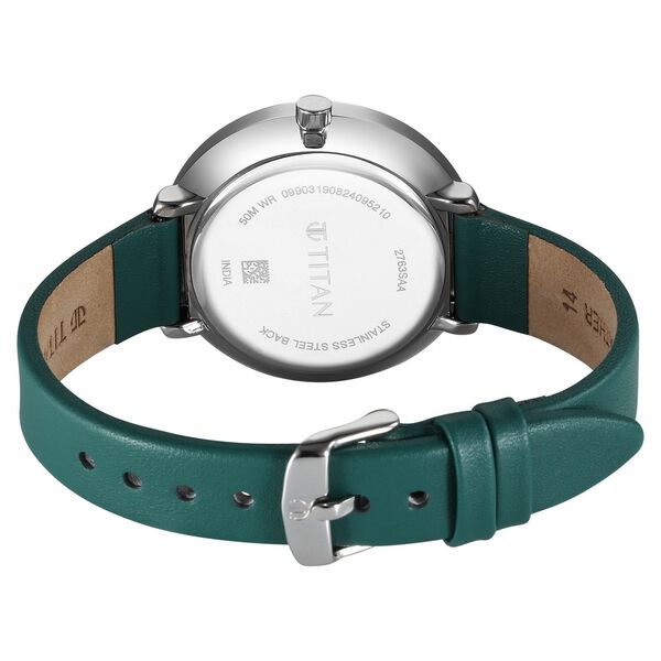 Titan Neo Analog with Day and Date Green Dial Green Color Leather Strap Watch For Women - image number 4