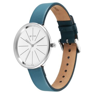 Titan Stackables Quartz Analog White Dial Leather Strap Watch For Women