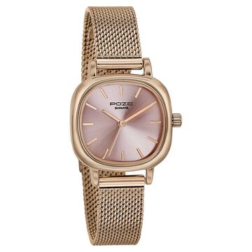 Sonata Poze Quartz Analog Pink Dial Mesh Strap Watch for Women