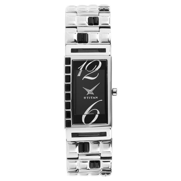 Titan Quartz Analog Black Dial Stainless Steel Strap Watch for Women - image number 0