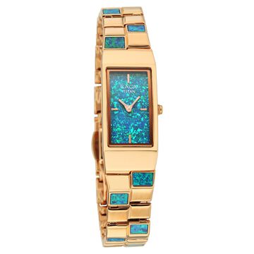 Titan Raga Opalesque Quartz Analog Multicoloured Dial Rose Gold Metal Strap Watch For Women