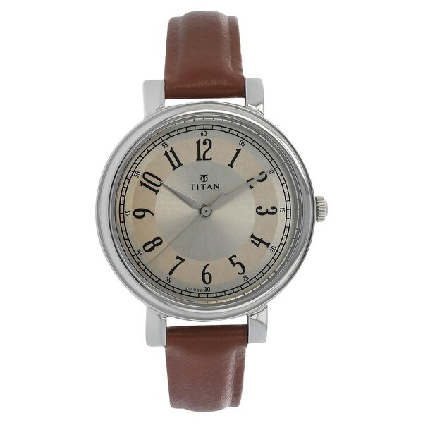 Titan Quartz Analog Off White Dial Leather Strap Watch for Women - image number 0