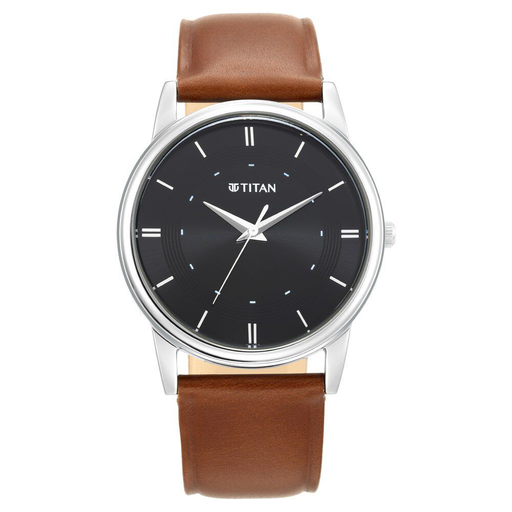 Buy Online Titan Classic Black Dial Analog Stainless Steel Strap watch for Men np1862sl04 Titan