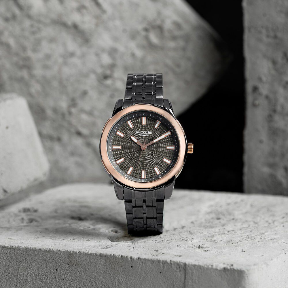Sonata Poze Quartz Analog Grey Dial Grey Metal Strap Watch For Men-image-38