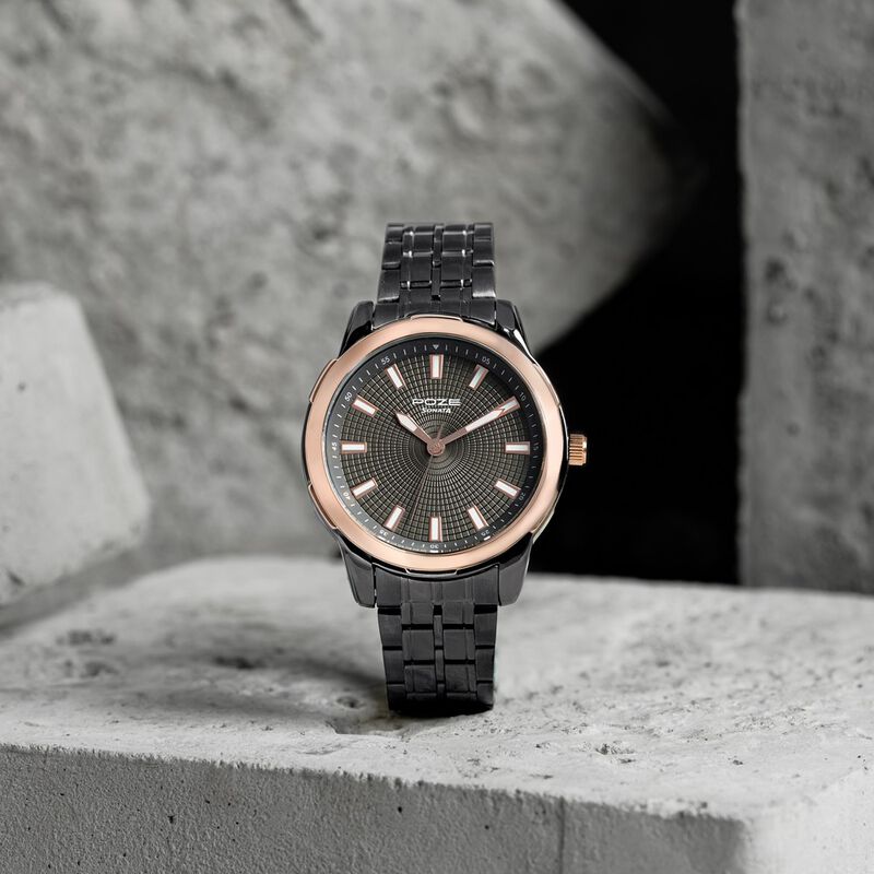 Sonata Poze Quartz Analog Grey Dial Grey Metal Strap Watch For Men
