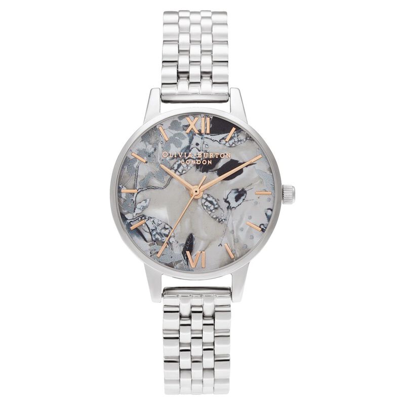 Olivia Burton Quartz Analog Mother of Pearl Dial Stainless Steel Strap Watch for Women