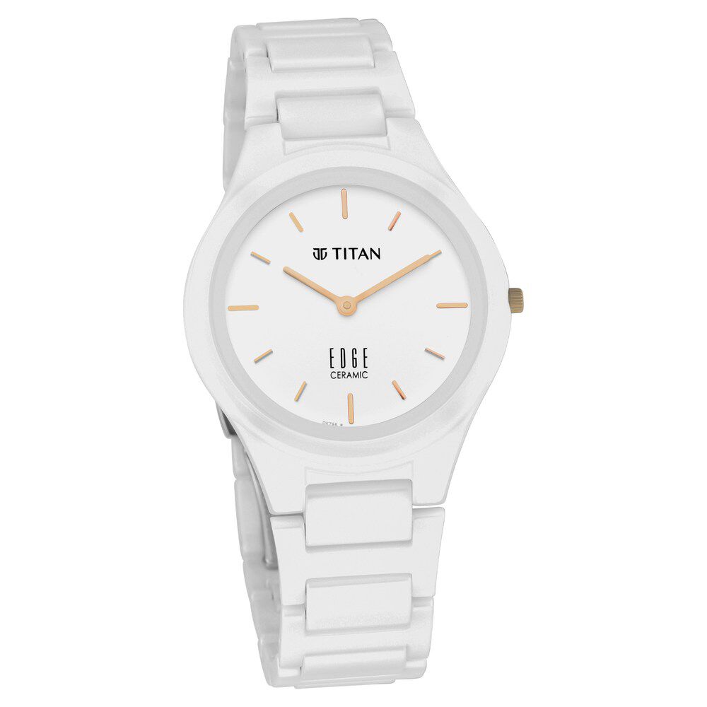 Titan Edge Ceramic White Dial Analog Ceramic Strap watch for Women