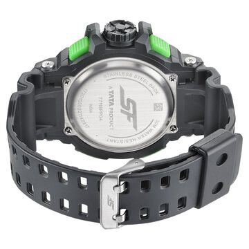 SF Quartz Analog Digital Black Dial PU Strap Watch for Men