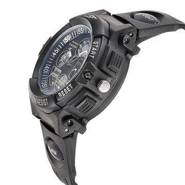 SF Hustler Quartz Digital Analog Digital Black Dial Black PU Strap Watch For Men