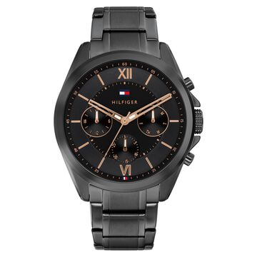 Tommy Hilfiger Quartz Multifunction Black Dial Grey Stainless Steel Strap Watch For Men