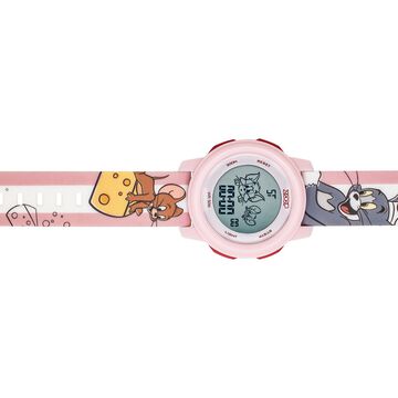 Zoop Tom & Jerry Digital Watch with Pink Case and Pink Multi Color Strap for Girls Kids, from House of Titan