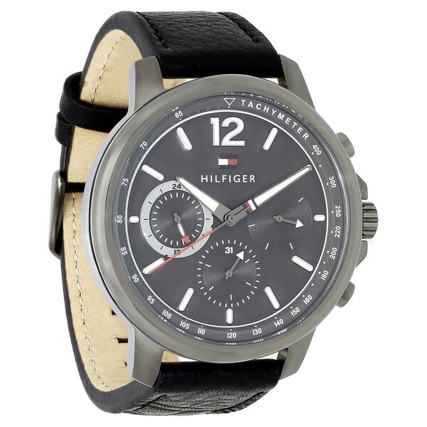 Tommy Hilfiger Quartz Multifunction Grey Dial Leather Strap Watch for Men - image number 1