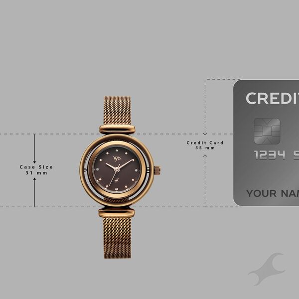 Vyb Celeste By Fastrack Quartz Analog Brown Dial Brown Stainless Steel Strap Watch For Girls - image number 3