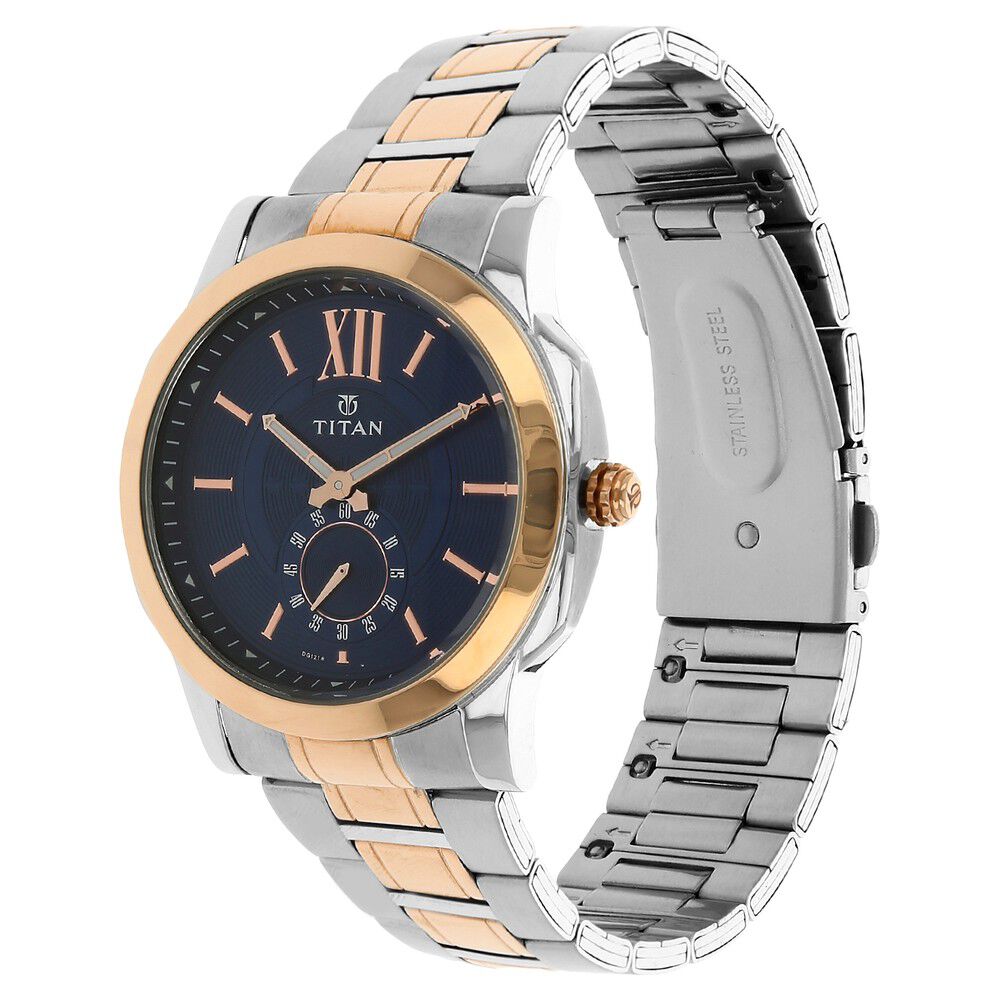 Buy Online Titan Regalia Rome Blue Dial Quartz Multifunction Stainless Steel Strap watch for Men nk1721km01 Titan