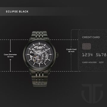 Titan Phoenix Skeletal Automatic Analog with Gun Dial Black Stainless Steel Strap Watch for Men