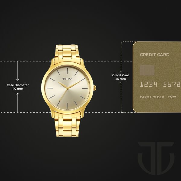 Titan Karishma Quartz Analog Champagne Dial Golden Stainless Steel Strap Watch For Men - image number 2