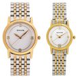 Sonata Quartz Analog Champagne Dial Stainless Steel Strap Watch for Couple