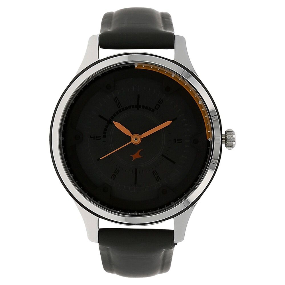 Buy Online Fastrack Quartz Analog Grey Dial leather Strap Watch