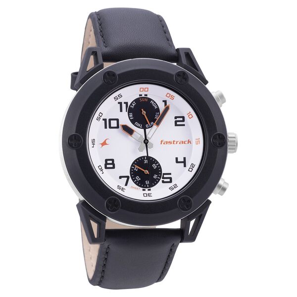 Fastrack Modular Quartz Analog White Dial Leather Strap Watch for Guys - image number 0