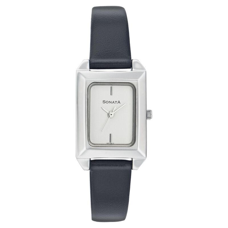 Sonata Quartz Analog Silver Dial Leather Strap Watch for Women