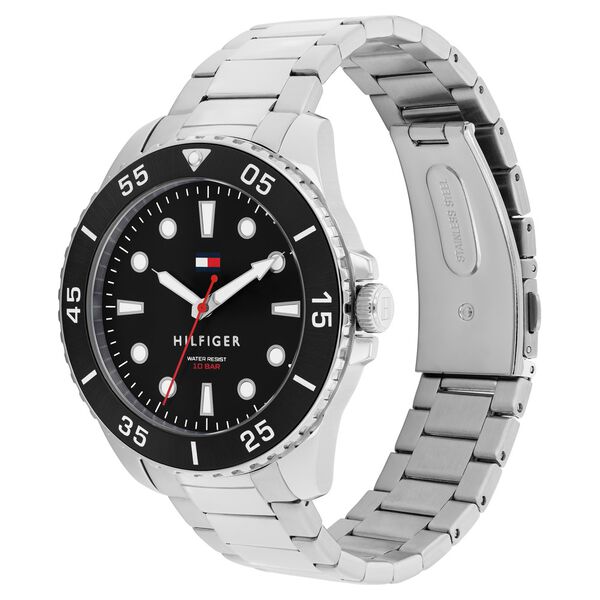 Tommy Hilfiger Quartz Analog Black Dial Silver Stainless Steel Strap Watch For Men - image number 1