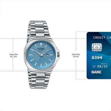 Sonata Poze Quartz Analog Blue Dial Silver Colour Stainless Steel Strap Watch For Men