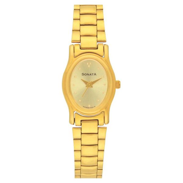 Sonata Quartz Analog Champagne Dial Stainless Steel Strap Watch for Women - image number 0