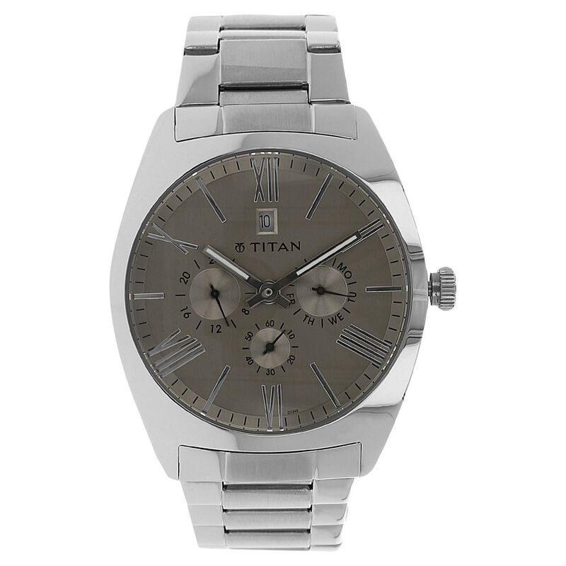 Titan Analog Grey Dial Quartz Metal Strap watch for Men