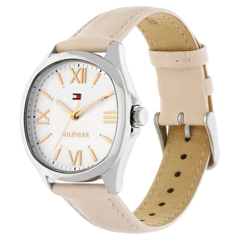 Tommy Hilfiger Quartz Analog White Dial Leather Strap Watch for Women - image number 2