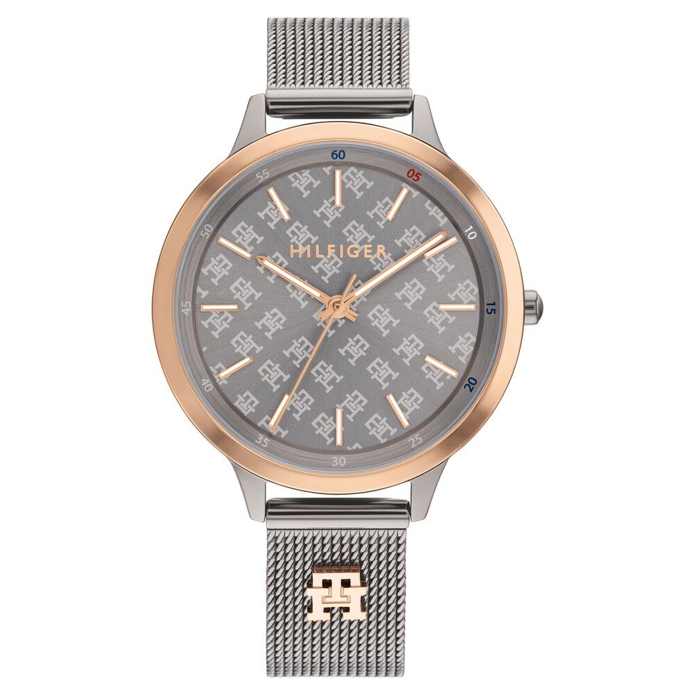 Tommy Hilfiger Grey Dial Grey Stainless Steel Strap Watch for Women