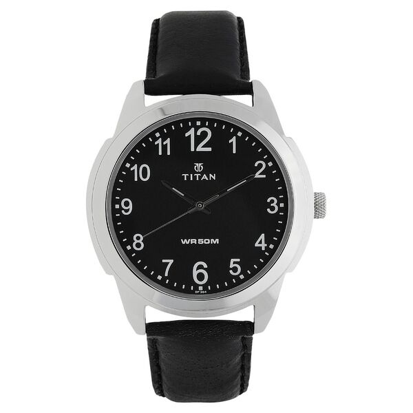 Titan Quartz Analog Black Dial Leather Strap Watch for Men - image number 0