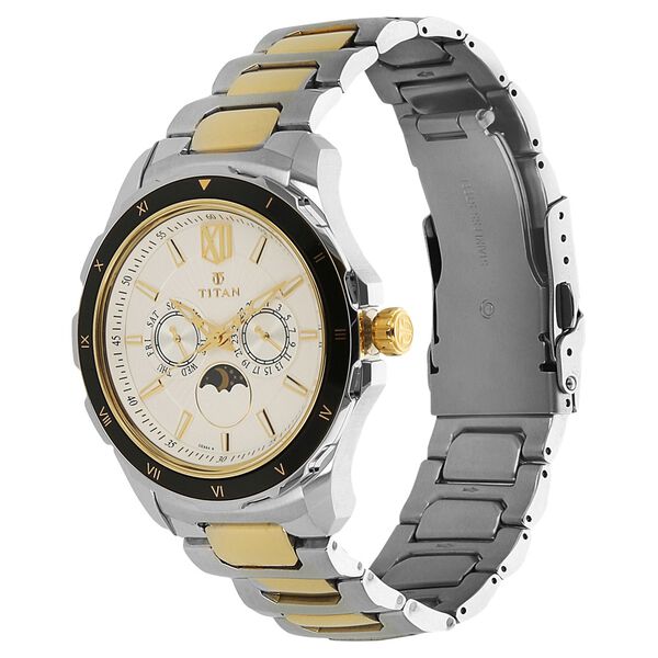 Titan Quartz Multifunction White Dial Stainless Steel Strap Watch for Men - image number 1