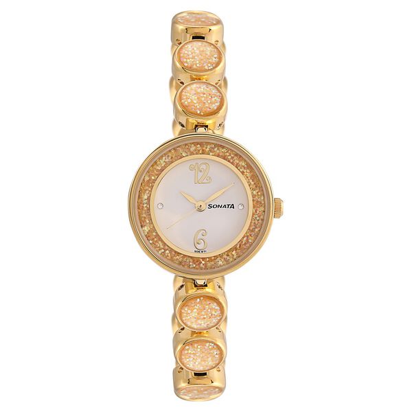 Sonata Quartz Analog White Dial Metal Strap Watch for Women - image number 0