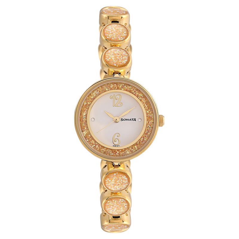 Sonata Quartz Analog White Dial Metal Strap Watch for Women