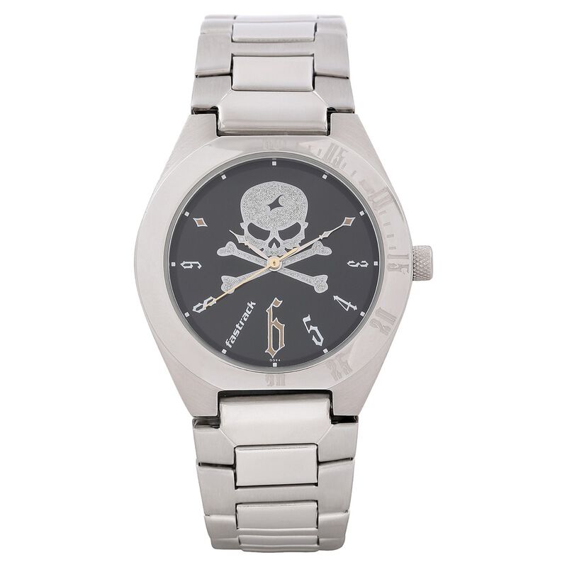 Fastrack Quartz Analog Black Dial Metal Strap Watch for Guys