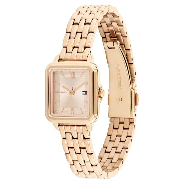 Tommy Hilfiger Quartz Analog Golden Dial Rose Gold Stainless Steel Strap Watch For Women - image number 1